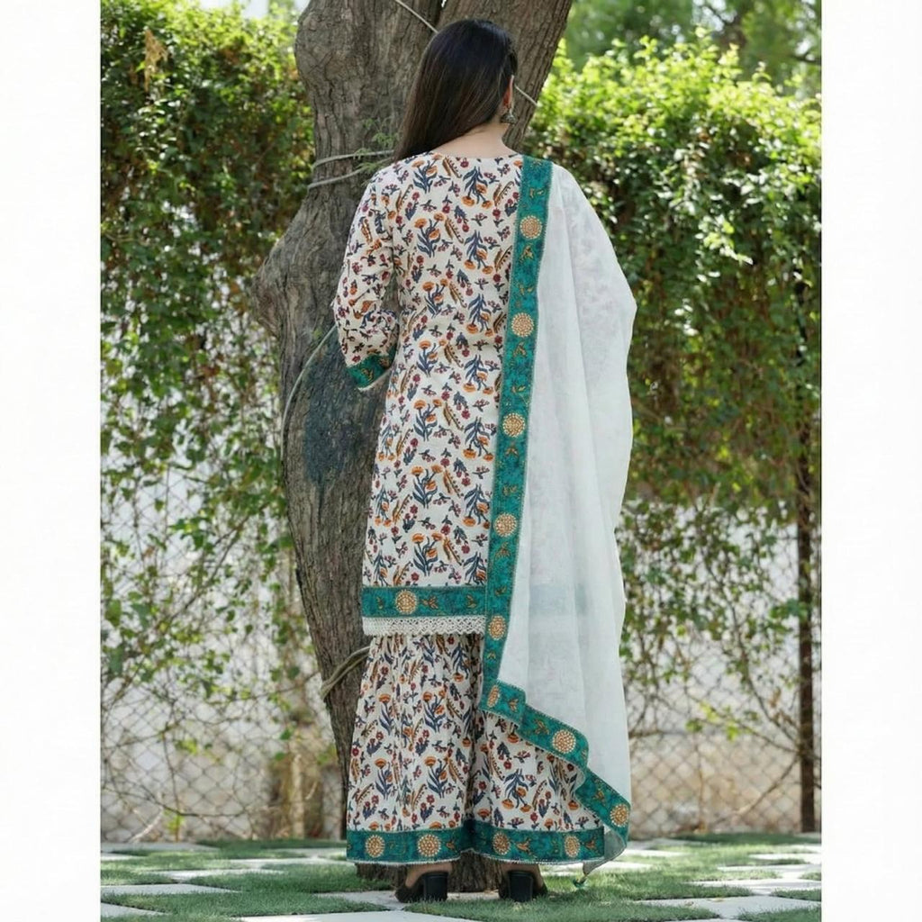 Teal Bloom Sharara Set