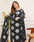 Black Bandhani Printed Cotton Kurti Pant Dupatta Set