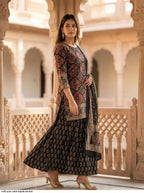 Black Ajrakh Printed Cotton Suit Set for Women