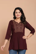 Maroon Embroidered Kurti
