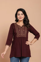 Maroon Embroidered Kurti