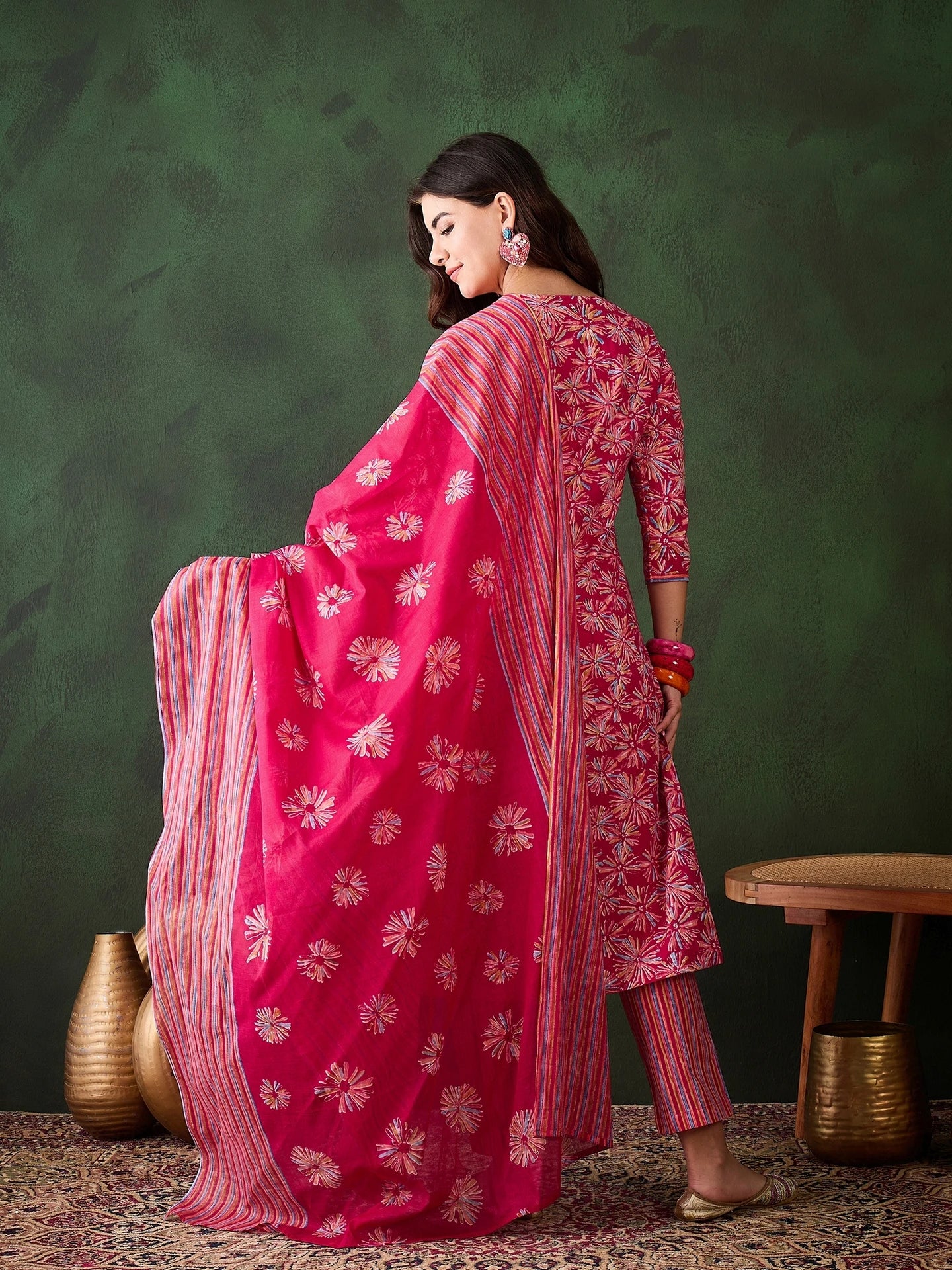Rani Pink Floral Cotton Suit Set