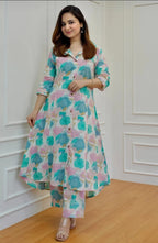 Pastel Floral Printed Kurta Set