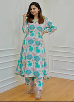 Pastel Floral Printed Kurta Set