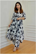 Black Floral Printed Kurta Set