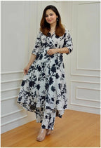 Black Floral Printed Kurta Set