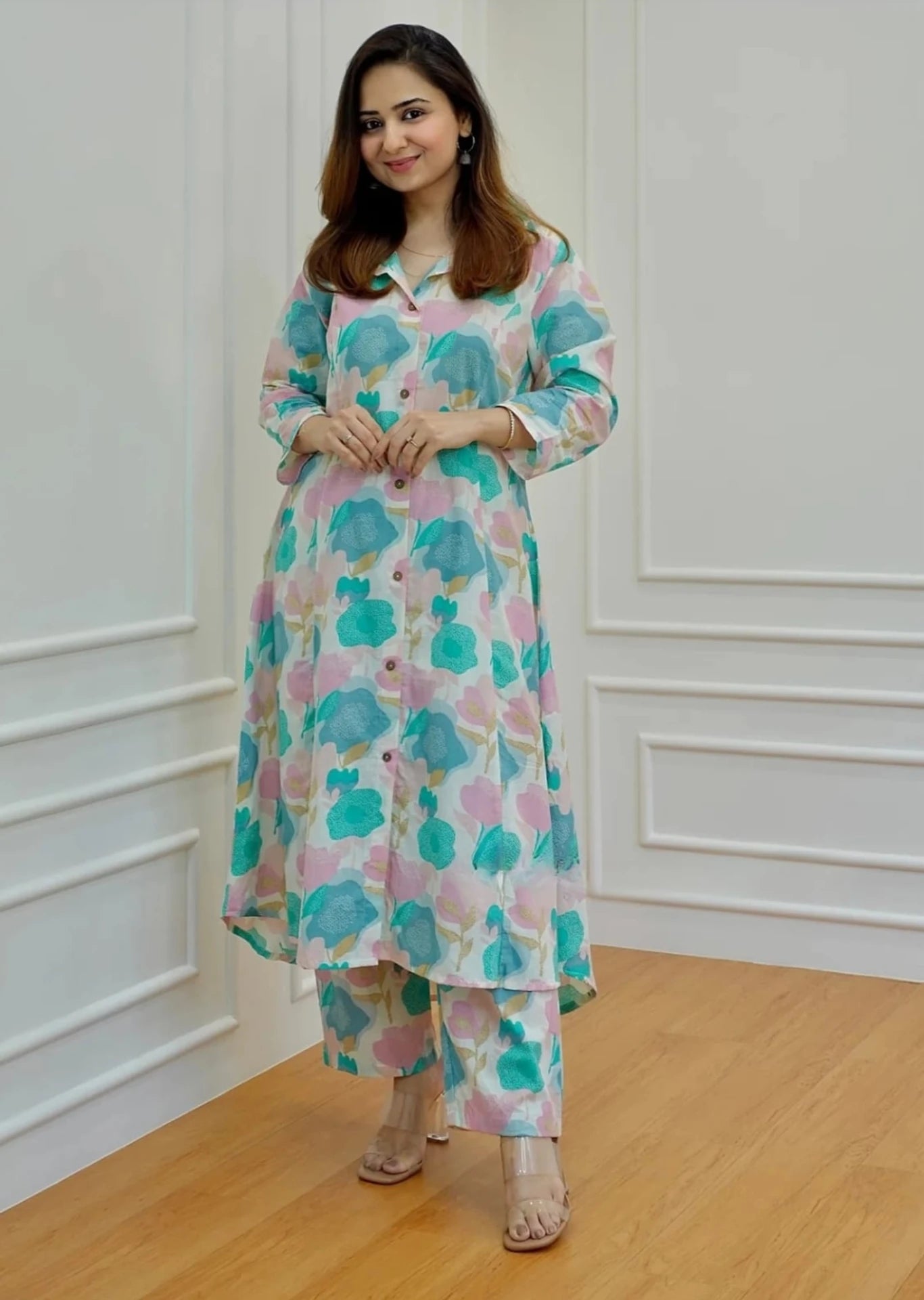 Pastel Floral Printed Kurta Set